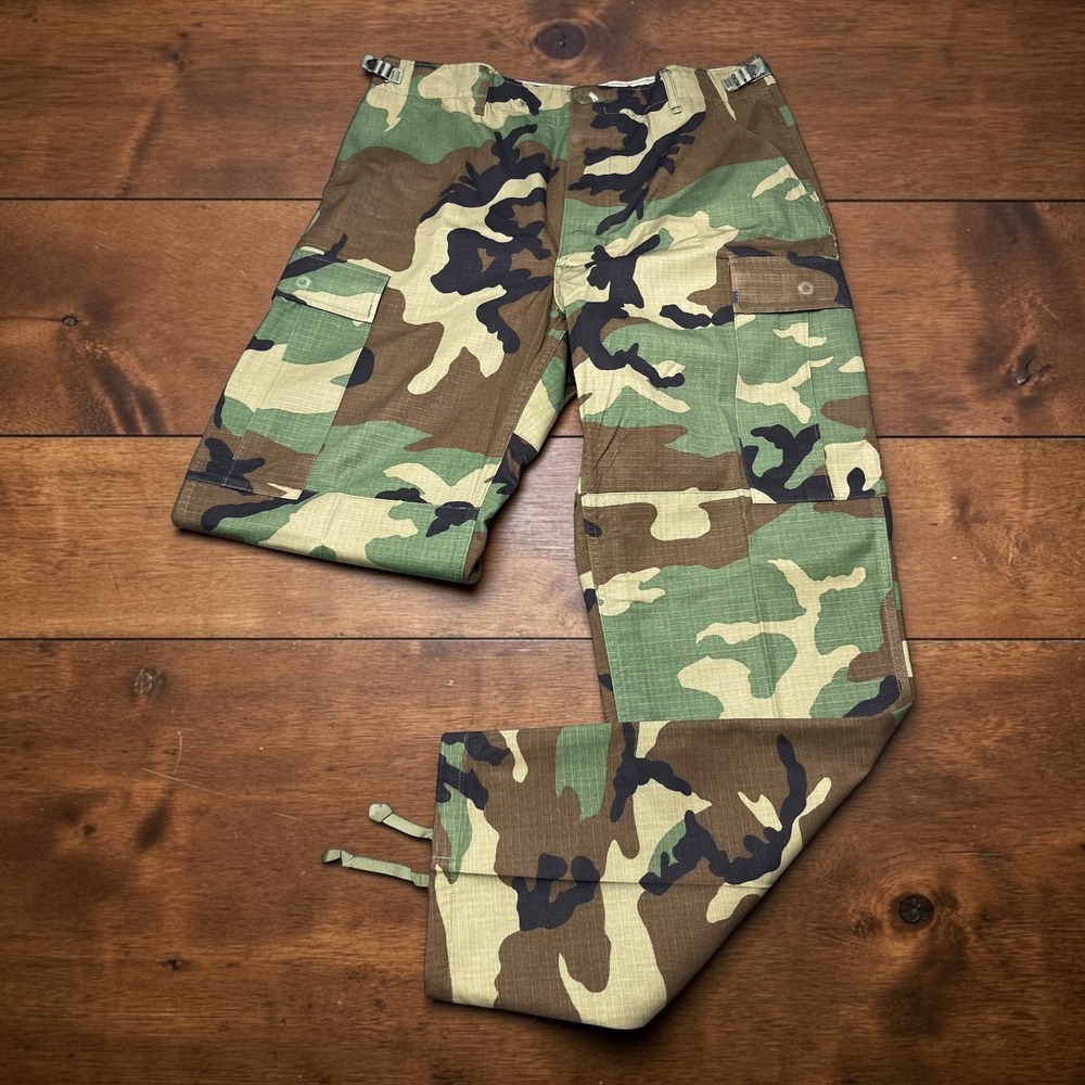 Vintage 1995‎ Woodland Hot Weather Ripstop Camo USGI BDU Cargo Pants (M)-L 36x33